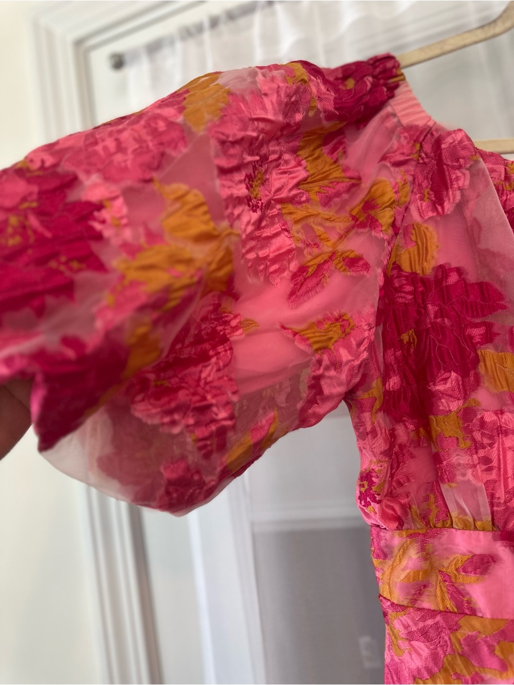 Petal + Pup Pink Floral Puff Sleeve Mini Dress - Picture 4 of 12